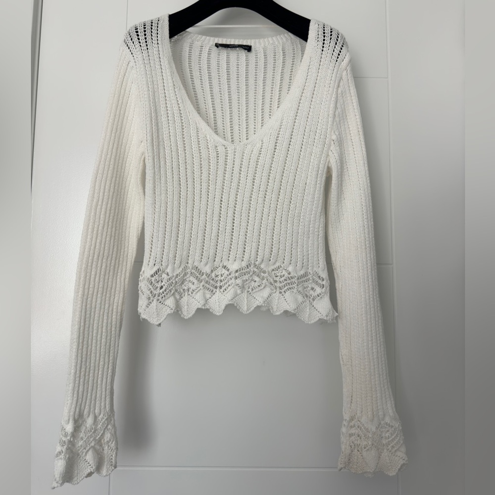 Mango White Knit Top – Size XS
